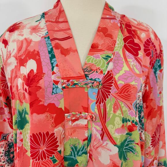 Natori Satin Caftan House Dress Floral Long Flowing Robe S - Picture 4 of 9